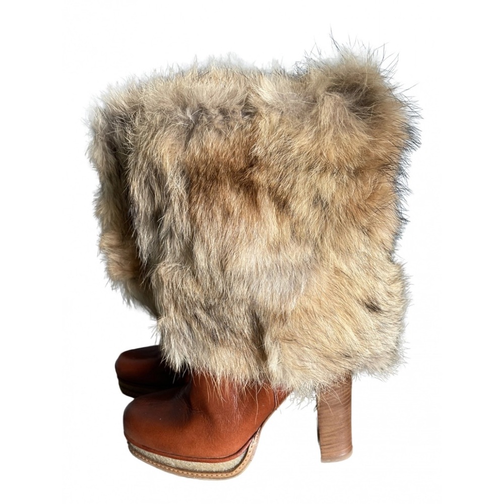 D&G Brown Faux Fur Heeled Boots